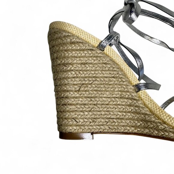 Schutz Women's Deonne Metallic Silver Leather Wedge Sandal Sz 7 NEW IN BOX - Picture 11 of 14